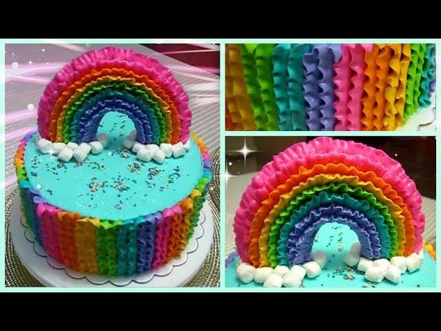 Como decorar un bizcocho con un arcoiris (Bizcocho Arcoiris, Rainbow Cake)