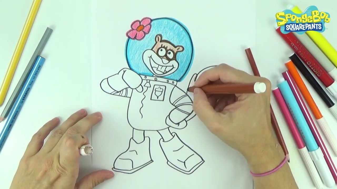 Como dibujar a Arenita de Bob Esponja | Dibujo y coloreado a mano | cámara rapida
