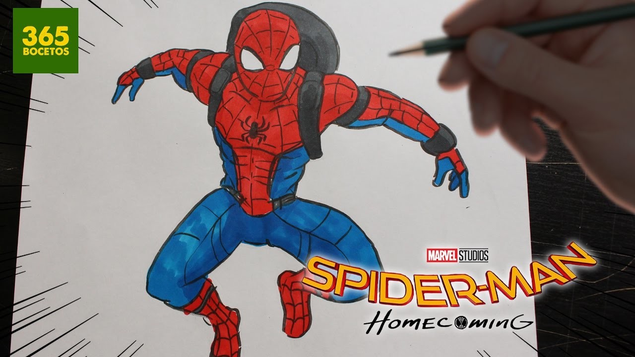 COMO DIBUJAR SPIDERMAN HOMECOMING - HOW TO DRAW SPIDER-MAN HOMECOMING