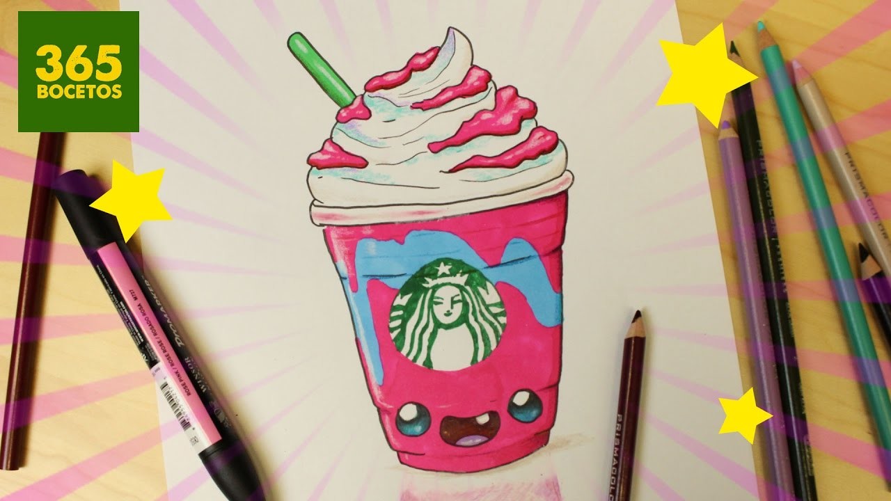 COMO DIBUJAR UN FRAPPE UNICORNIO KAWAII DE STARBUCKS - Como dibujar al estilo kawaii paso a paso