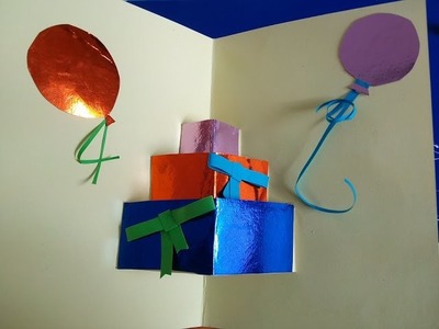DIY Como hacer tarjetas 3D de felicitación "regalo" Cartão para aniversário