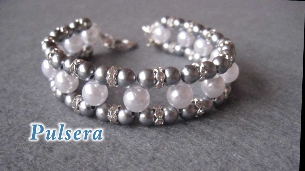 # DIY - Pulsera con perlas grises y muy facil # DIY - Bracelet with gray pearls