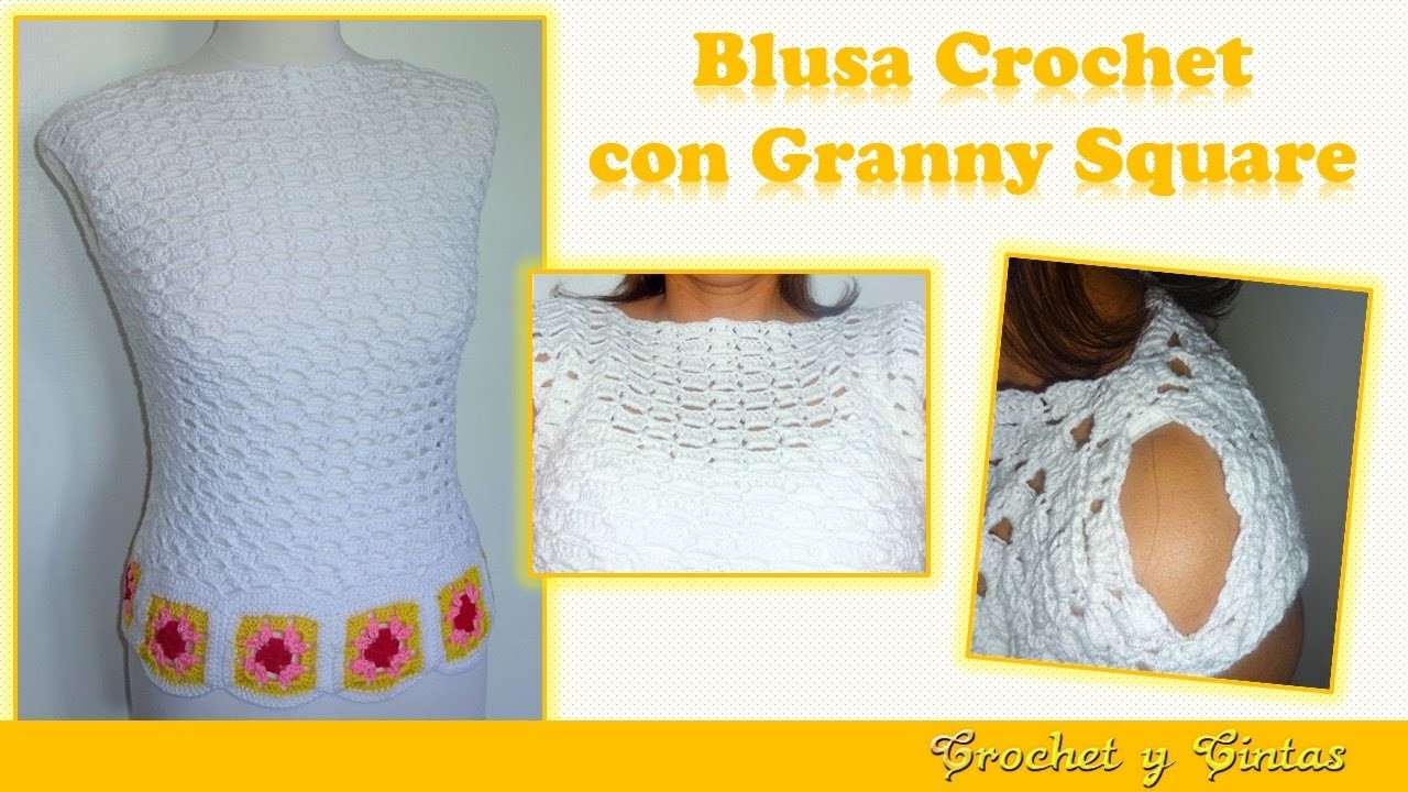 Blusa con granny square tejida a crochet (ganchillo) ????????????  Parte 1