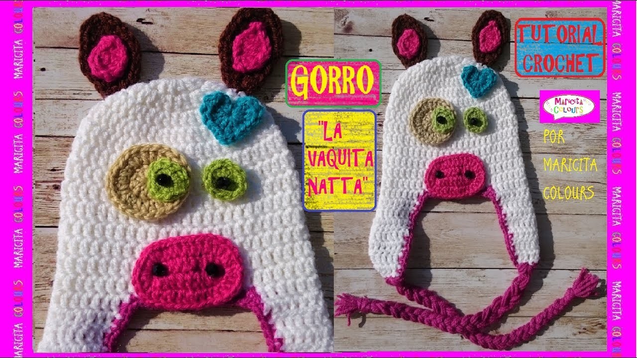 Cómo Tejer Gorro de la Vaquita Natta a Crochet por Maricita Colours