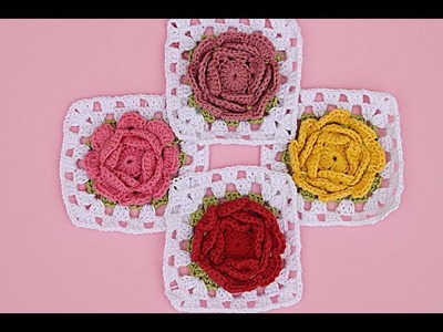 Cuadro de flores a crochet gramy square #tutorial #pasoapaso