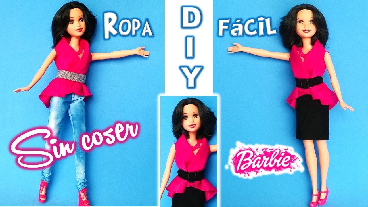 DIY Barbie, BLUSA y FALDA SIN COSER ¡¡FÁCIL!! Para Muñecas Barbie Blanca Nieves