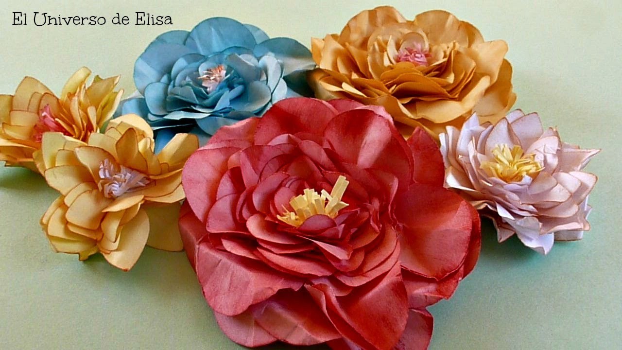 Flores de Hojas de Papel, Cómo Hacer Flores De Papel, Paper Flowers Diy