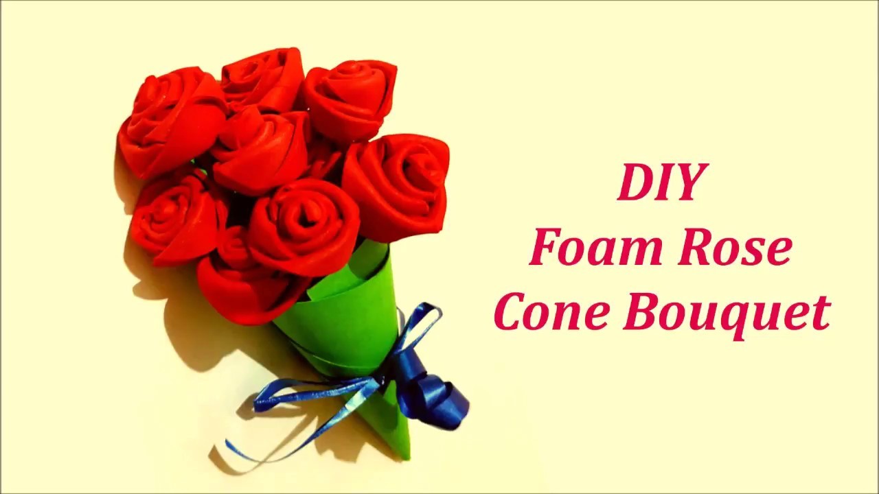 How to make easy Rose Cone Bouquet using Foam sheet | DIY Foam Crafts