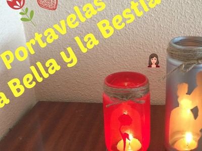 Portavelas personalizable - La Bella y La Bestia (DIY) | El Mimimundo