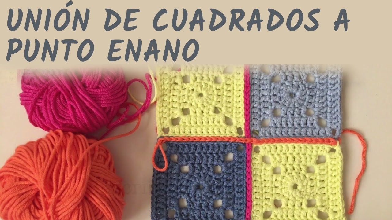 Unión de aplicaciones cuadradas a punto enano - Crochet