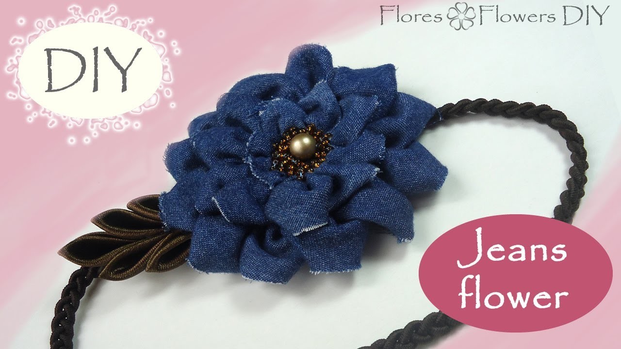 ????DIY Headband with a jeans flower. Vincha con la flor de jeans que siempre será de moda.