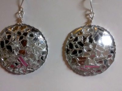 Aretes y collar con tecnica De mosaico y. Reutilizando latas de aluminio. upcycled jewelry