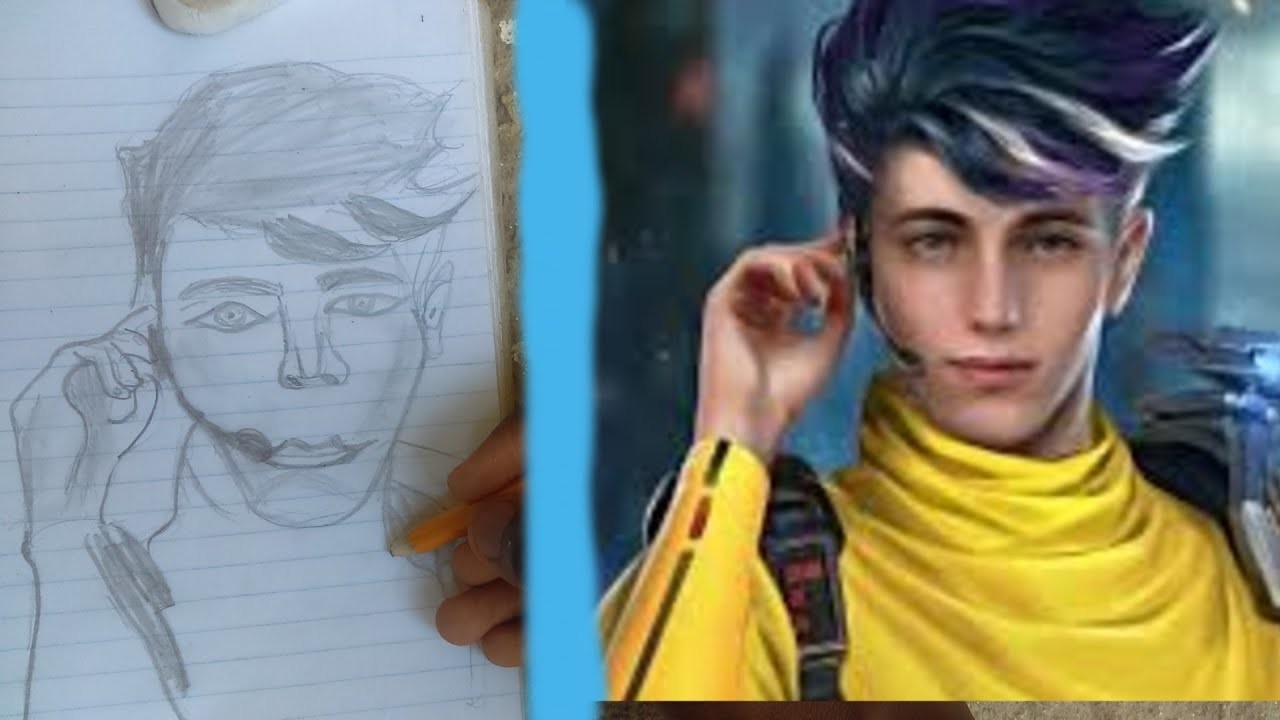 Como dibujar a el personaje wolfrahh de Free fire paso a paso