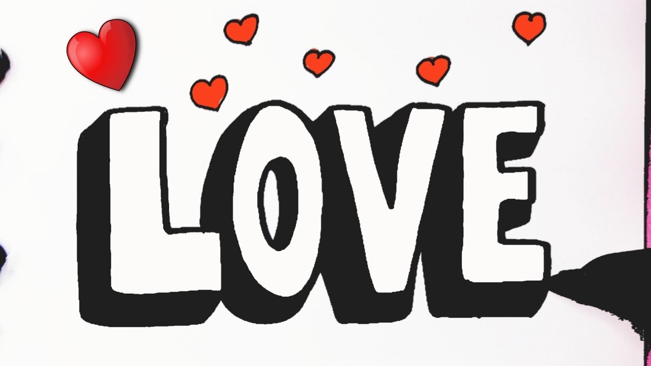 Cómo dibujar la palabra LOVE amor lindo ♥ Dibujos Kawaii - Dibujos para dibujar