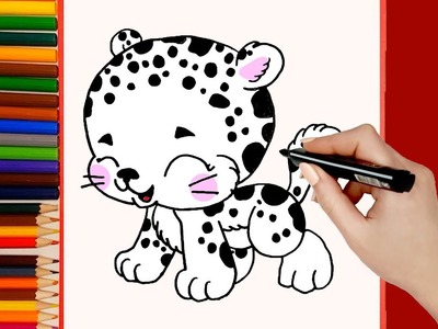 Cómo dibujar leopardo de las nieves. How to Draw Snow Leopard Drawing for Kids
