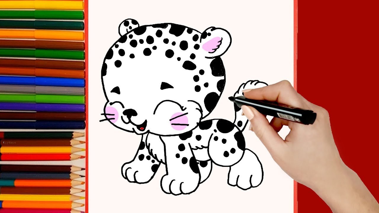 Cómo dibujar leopardo de las nieves. How to Draw Snow Leopard Drawing for Kids