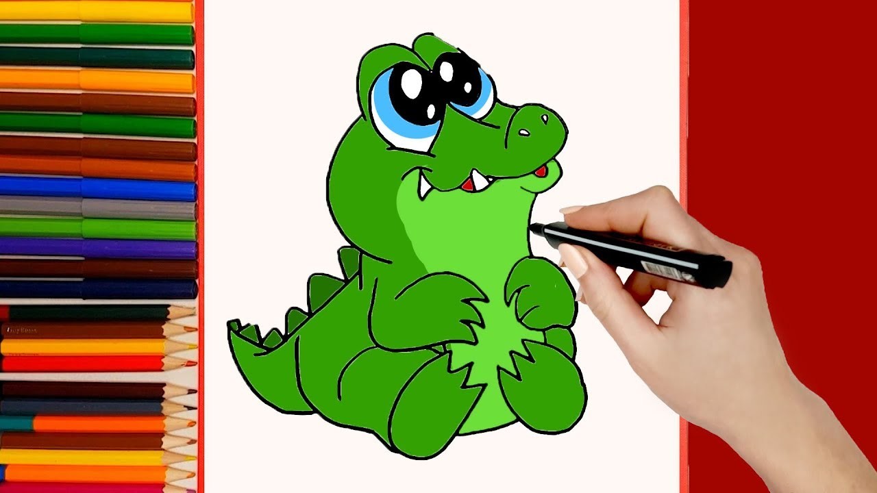 Como dibujar un Cocodrilo paso a paso. Dibujos Kawaii. Cute Drawings How to draw a Crocodile