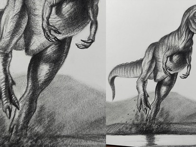 Cómo Dibujar un Giganotosaurus Realista a Lápiz Paso a Paso - Dinosaurio