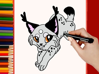 Como dibujar un Lince blanco Kawaii. How to draw a cute white lynx