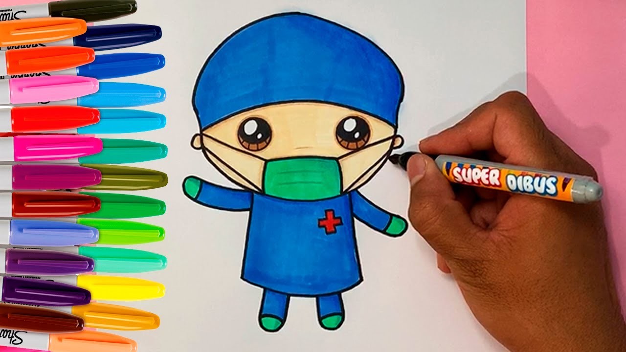 COMO DIBUJAR UN MEDICO CON CUBREBOCAS KAWAII | how to draw a doctor with a face mask