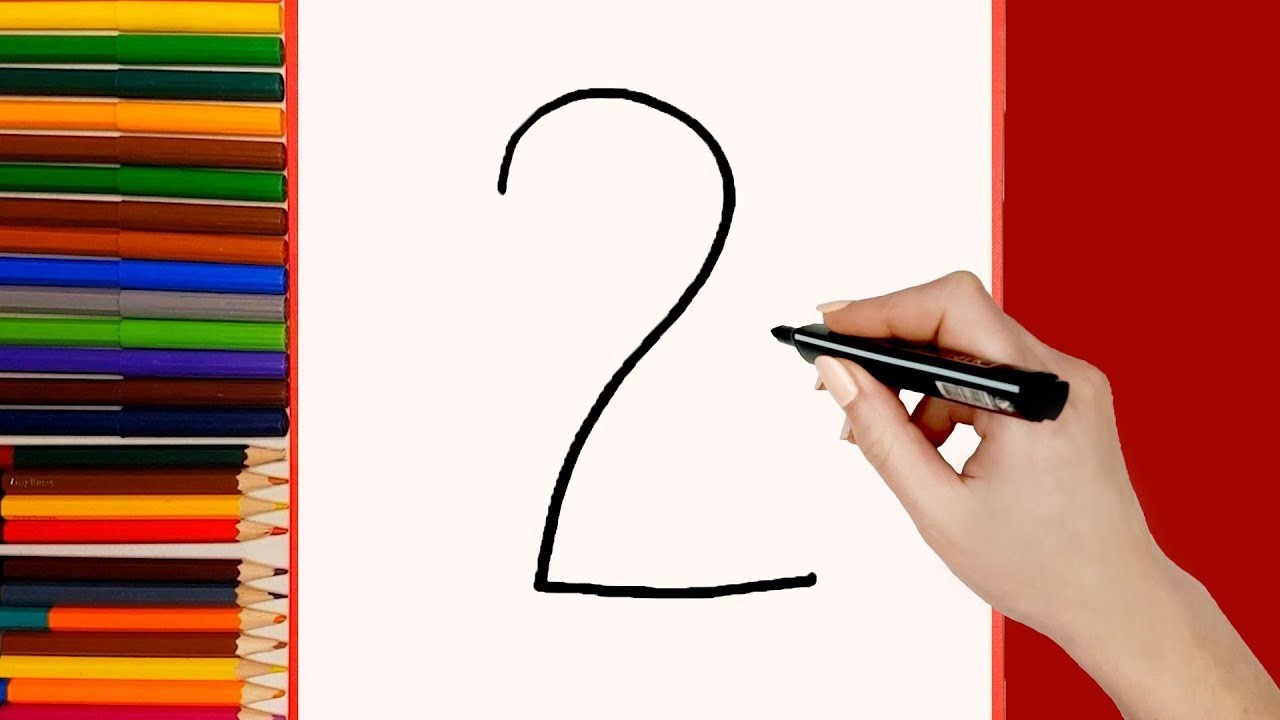 Cómo dibujar un Pájaro Paloma del número 2 paso a paso para niños. Dibujo de animales fácil