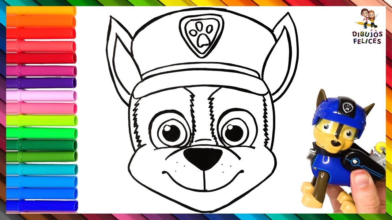 Cómo Dibujar y Colorear A CHASE de La Patrulla Canina (Paw Patrol) ???????? ???? Dibujos Para Niños