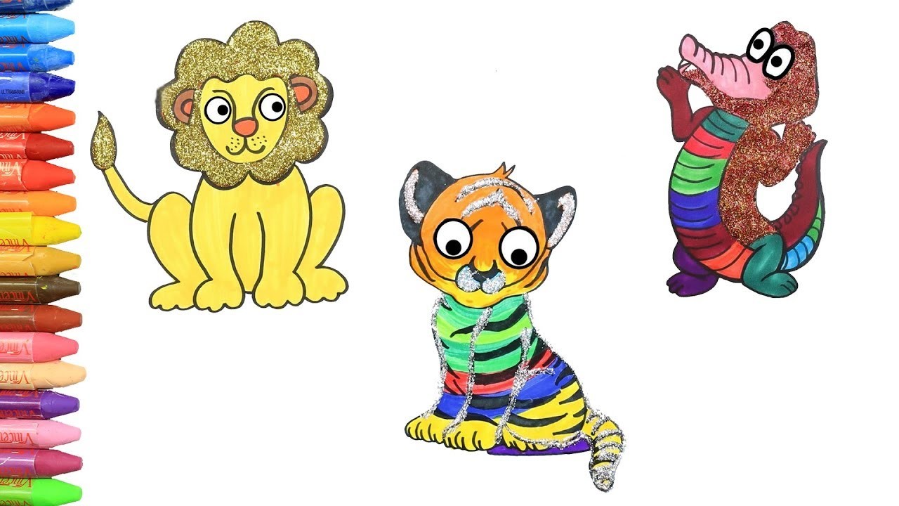 Cómo Dibujar y Colorear León ???? El Tigre ???? Cocodrilo | Dibujos Para Niños con MiMi ????