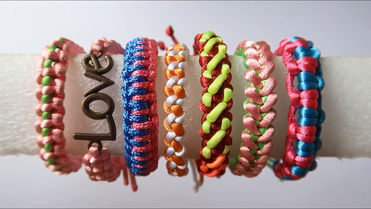DIY cách đan vòng tay bằng dây | Friendship bracelets | ❤️7 IDEAS DE HILO ENCERADO pulsera fácil