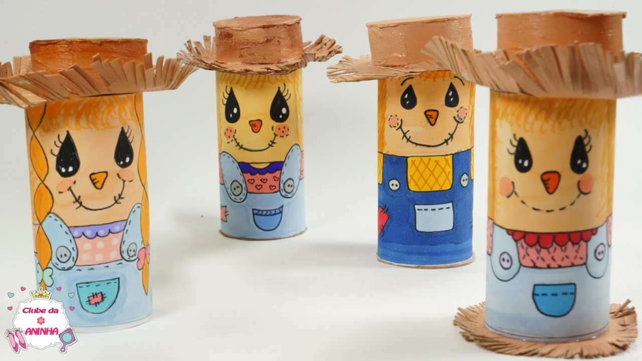DIY Papel - Espantalho rolo de papel - Scarecrow with paper roll