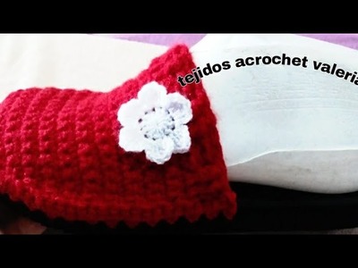 Como hacer pantuflas zapatillas de mujer tejidas acrochet_ ganchillo para para principiantes