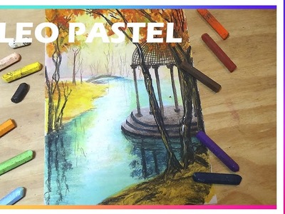 ???? Como dibujar Bosque  Lago con Óleo Pastel paso a paso ????