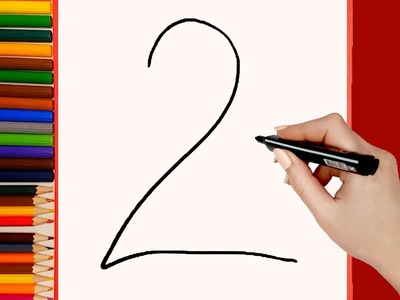 Cómo dibujar un Pájaro del número 2 paso a paso para niños  Dibujo de animales para niños fácil 3