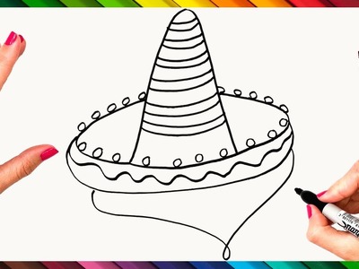 Cómo Dibujar Un Sombrero Mexicano Paso A Paso ???????? Dibujo Fácil De Sombrero Mexicano