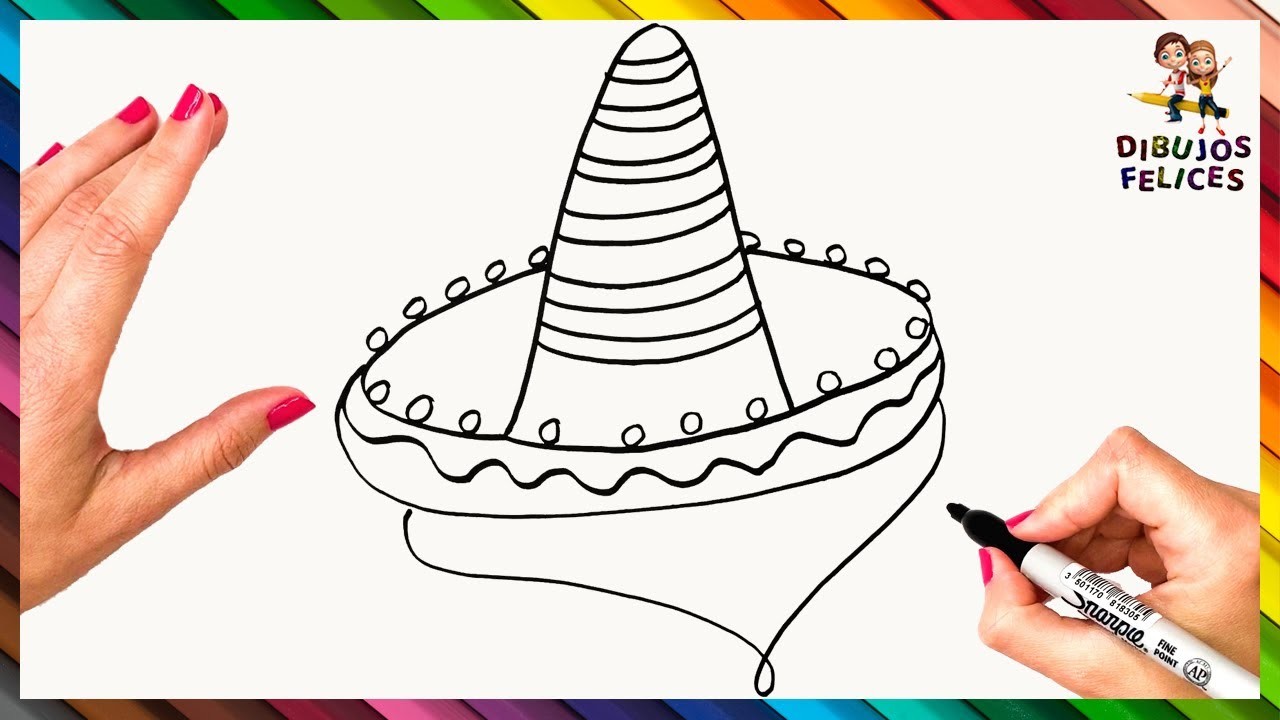 Cómo Dibujar Un Sombrero Mexicano Paso A Paso ???????? Dibujo Fácil De Sombrero Mexicano