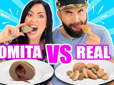 Comida de GOMA vs REAL con El Pipi! Piedras, Ranas ???? Food Challenge - SandraCiresArt