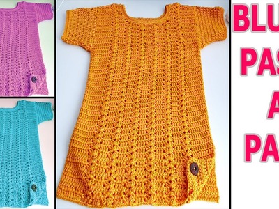 Blusa para mujer con cuello redondo a crochet Parte #2 | Blusa para dama | como hacer blusa