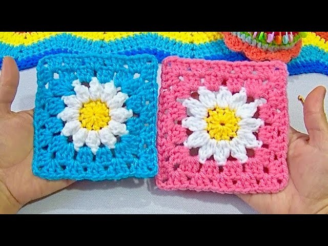 CUADRO MARGARITA  2 Formas diferentes de Tejer la Flor  a Crochet paso a paso