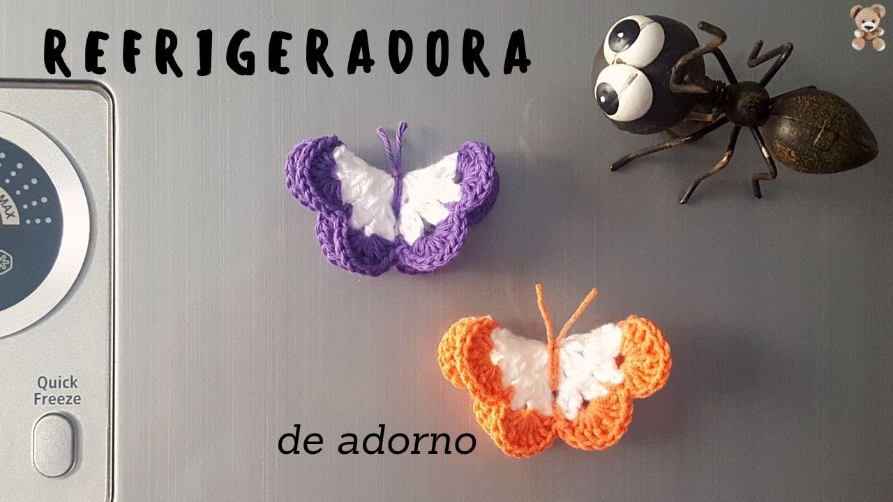 ????Mariposa a crochet o ganchillo - adorno para Refrigeradora - tutorial