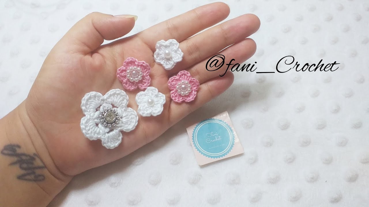 Mini flores a Crochet. 3 tipos diferentes de Flores. paso a paso.