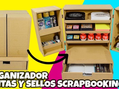 ORGANIZADOR DE CARTÓN PARA TINTAS Y SELLOS DE SCRAPBOOKING|Manualidades Reciclaje