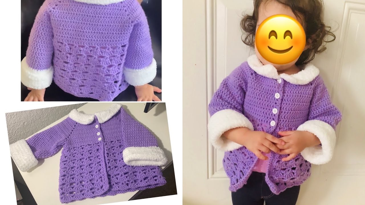Cardigan sueter a crochet para niña | 18 a 24 meses | paso a paso muy facil | TejidosBebe