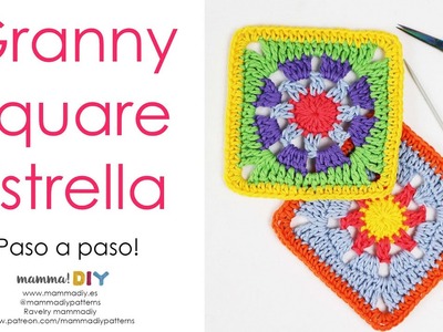 Granny Square Estrella Crochet por Cecilia Losada de Mamma Do It Yourself