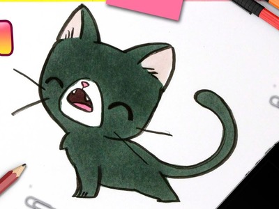 COMO DIBUJAR UN GATO KAWAII - dibujos kawaii faciles - Aprende a dibujar un gatito facil