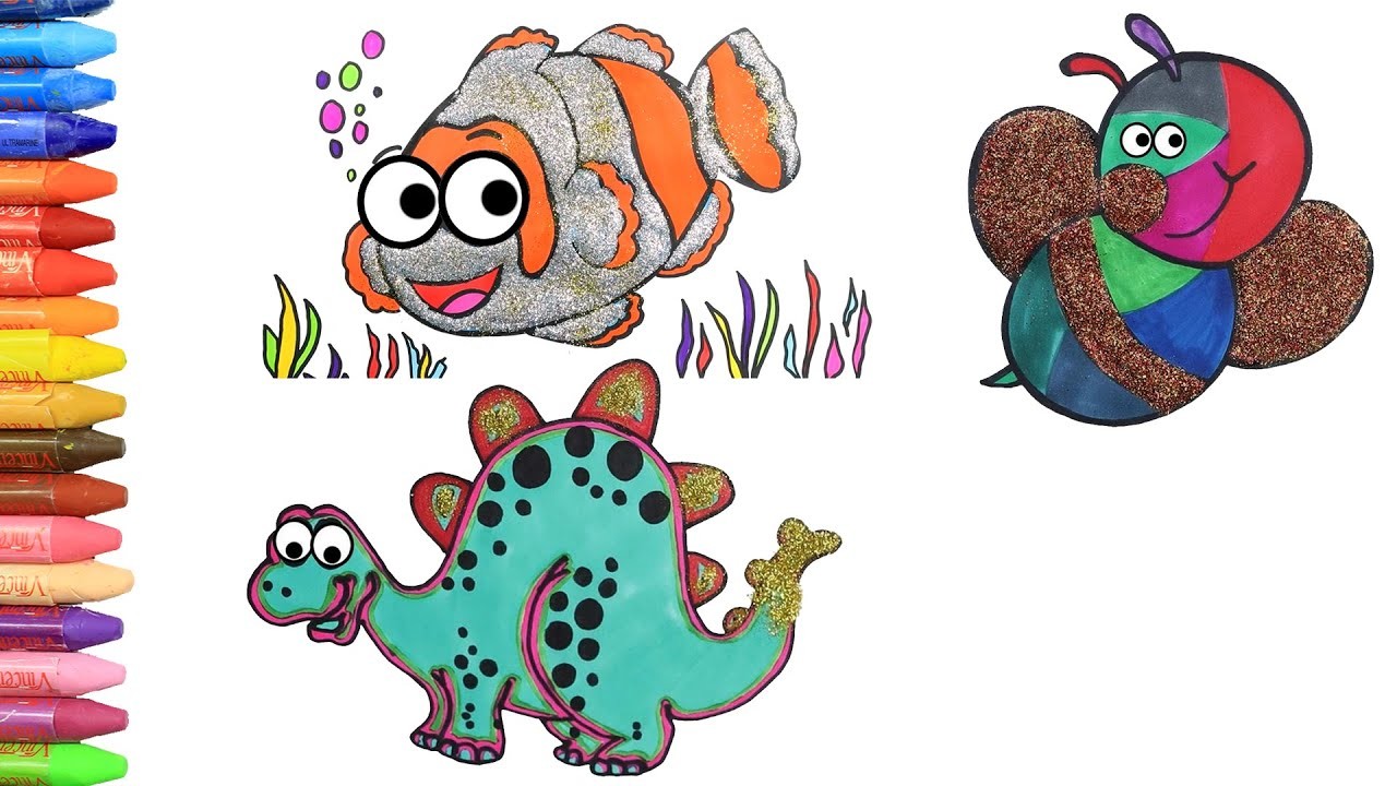 Cómo Dibujar y Colorear Pez - Abeja - Dinosaurio | Dibujos Para Niños con MiMi ????