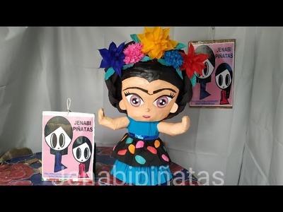 Cómo hacer y decorar piñata de Frida khalo, como hacer flor de papel