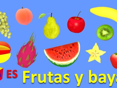 Las frutas y las bayas para niños en español. Caricaturas educativas para niños de preescolar