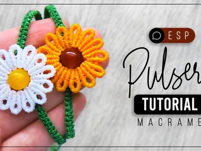 Pulsera Flor » ???? tutorial | como hacer pulsera con flor de hilo | diy ● Macrame #207