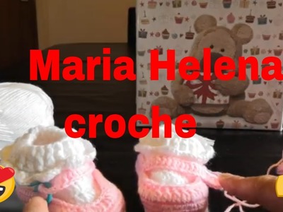 Sapatinho com meia em croché para bebe o. 3 meses 2 parte.com Maria helena