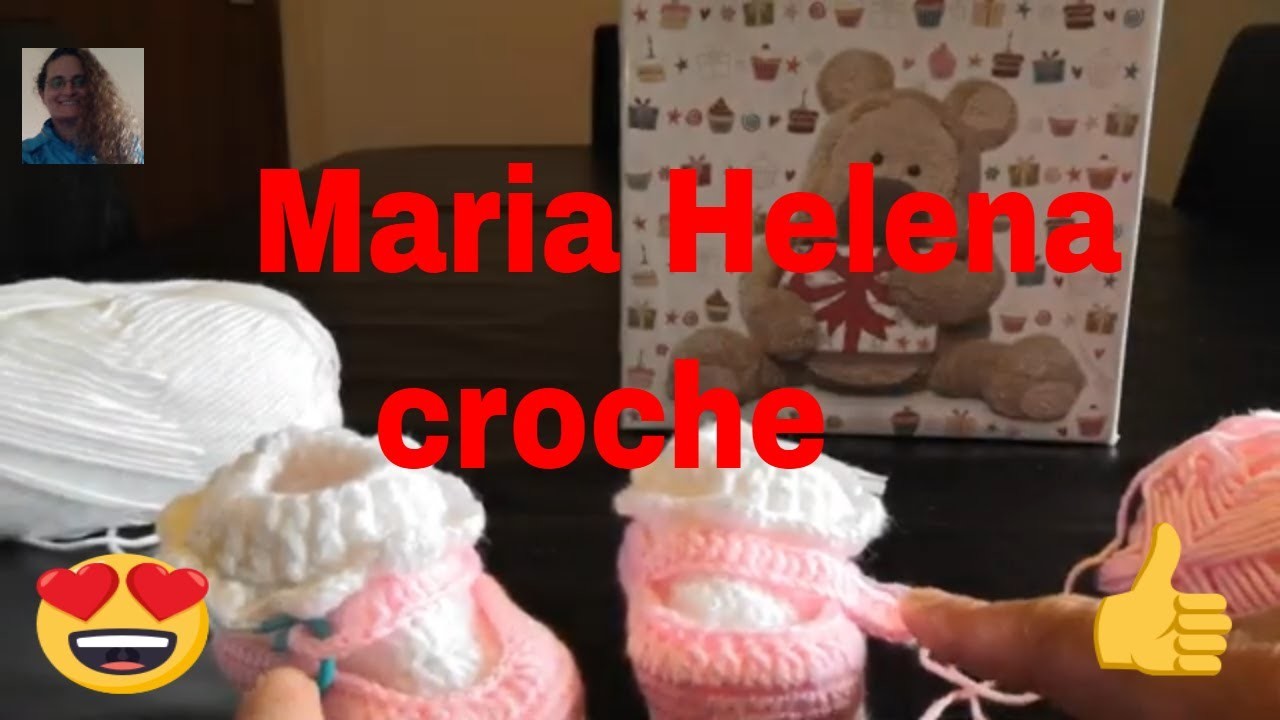 Sapatinho com meia em croché para bebe o. 3 meses 2 parte.com Maria helena