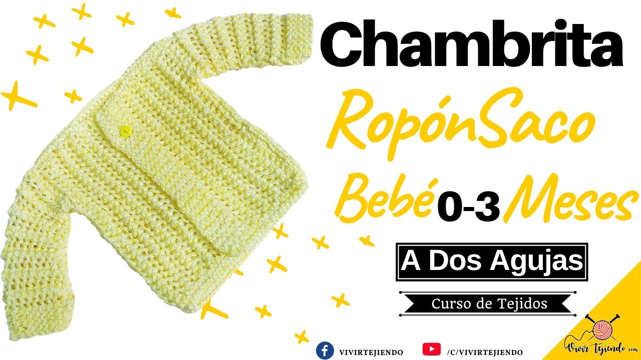 ✅ Ajuar de Bebé: Chaqueta Ropón Saco a Dos Agujas 0-3 M Fácil y Rápido | knitting with 2 needles